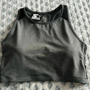 Starter Women's Gray  Medium Impact Longline Sports Bra W/Cups Built-in Bra NWT